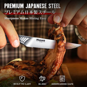 Huusk ergonomic handle steak knife highlighting comfortable grip