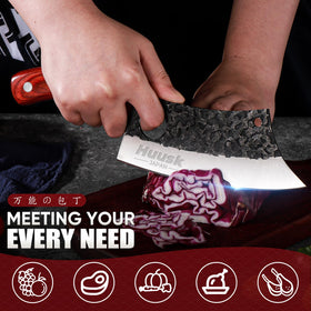 Huusk full-tang ergonomic handle ensures steady, fatigue-free cuts.
