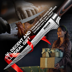 Huusk gift-pack knife in elegant packaging, ideal for chefs.