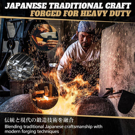 Huusk hand-forged Japanese steel close-up emphasizes craftsmanship and edge integrity.