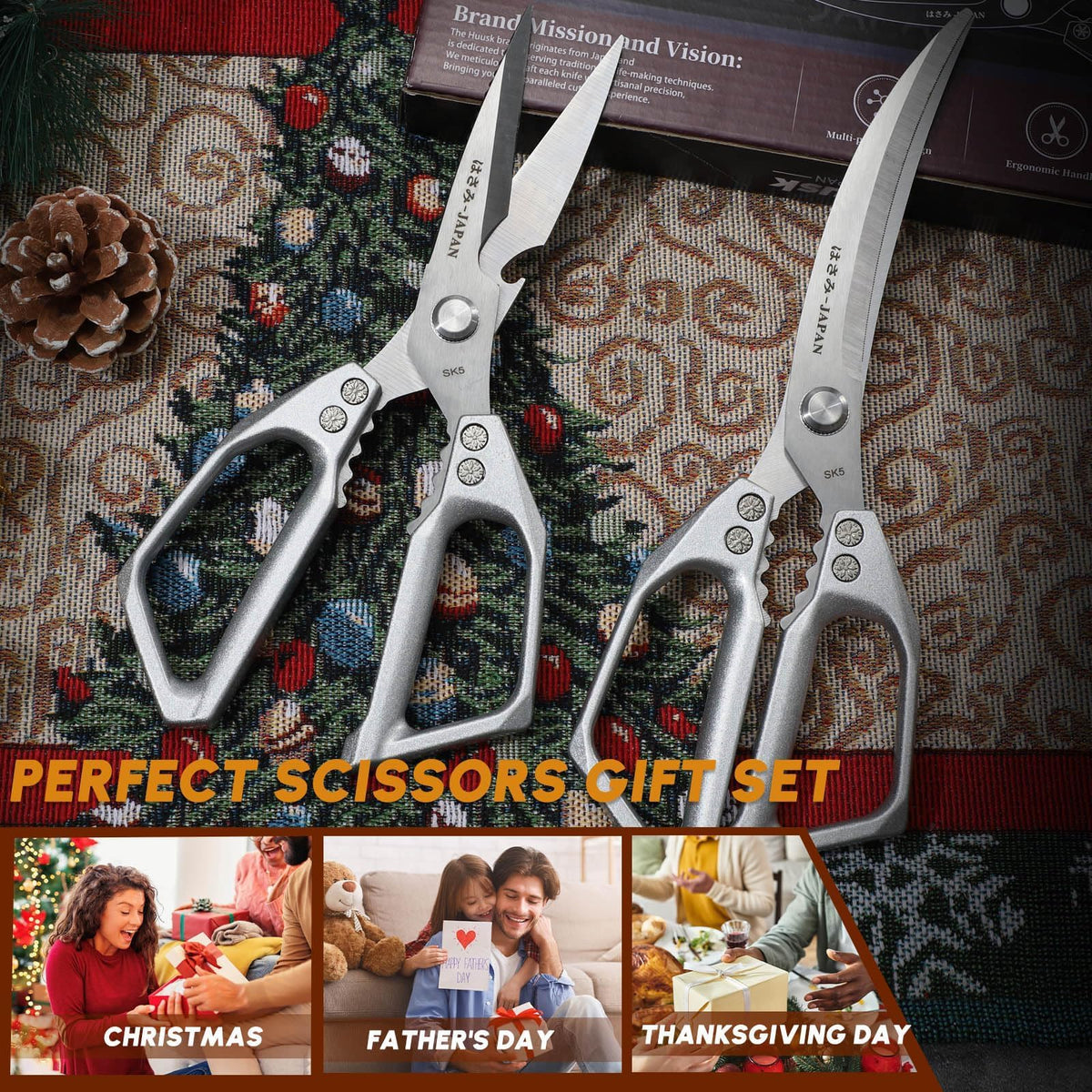 Huusk kitchen scissors dishwasher-safe label for easy cleanup after meals