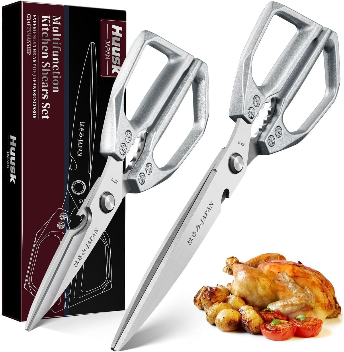 Huusk kitchen scissors with extended 7-inch blade for versatile tasks