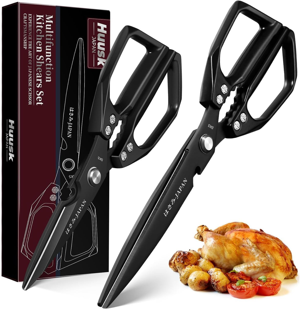 Huusk kitchen scissors extended blade for versatile cuts and efficiency