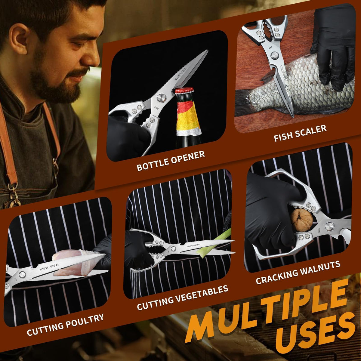 Gift-ready Huusk scissors in a stylish box for cooks and grill masters