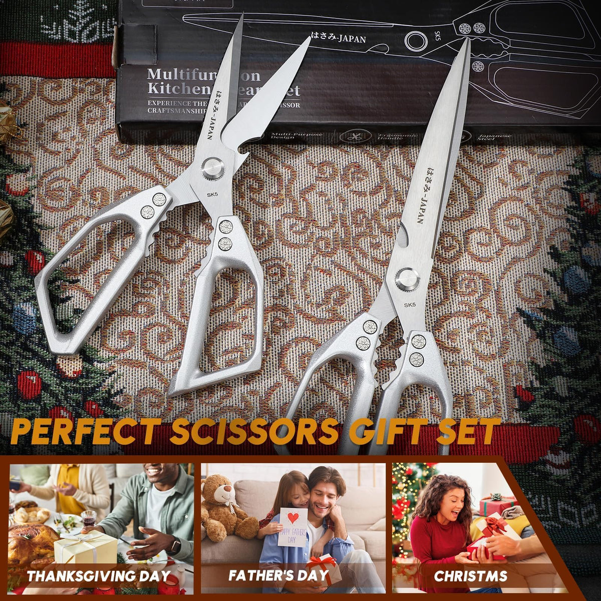 Versatile Huusk scissors speed up meal prep for poultry, fish, and vegetables
