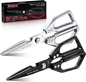 Huusk kitchen shears set in silver and black for versatile prep.
