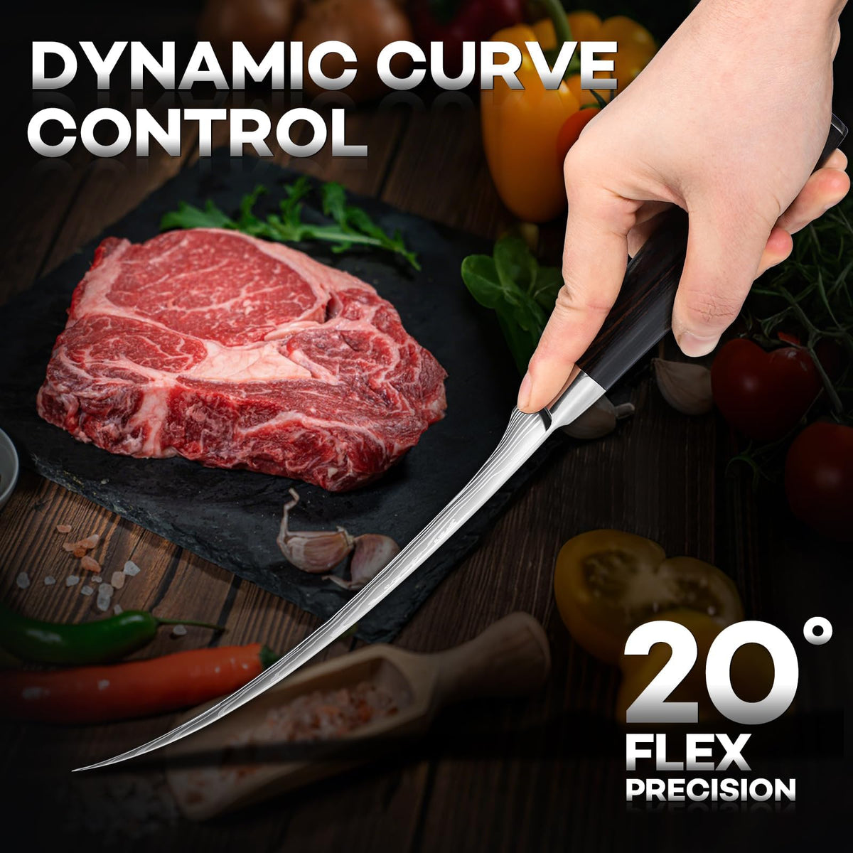 Huusk meat filet knife offers versatile cuts with minimal waste.