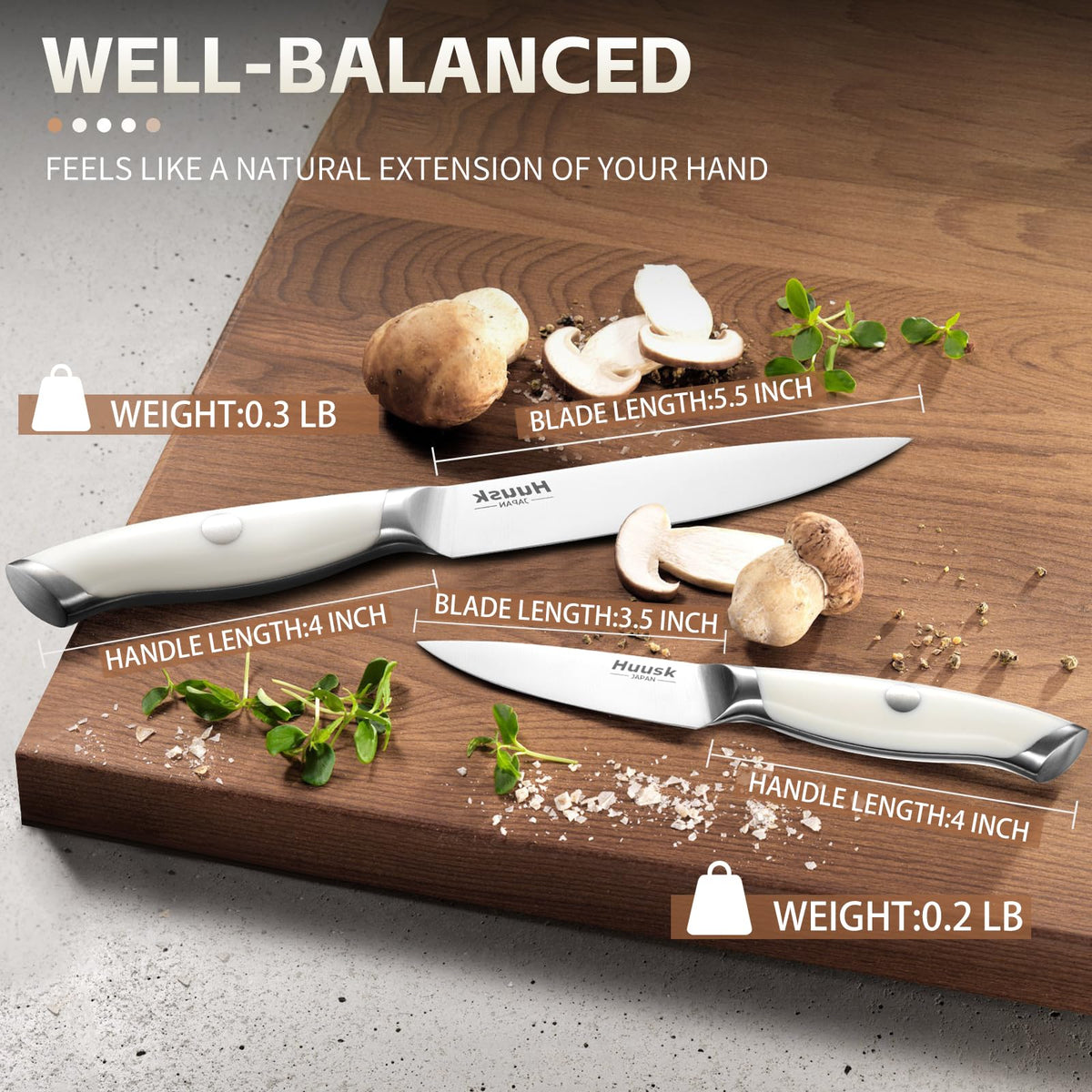 Huusk 3.5-inch paring knife focused on peeling and trimming.