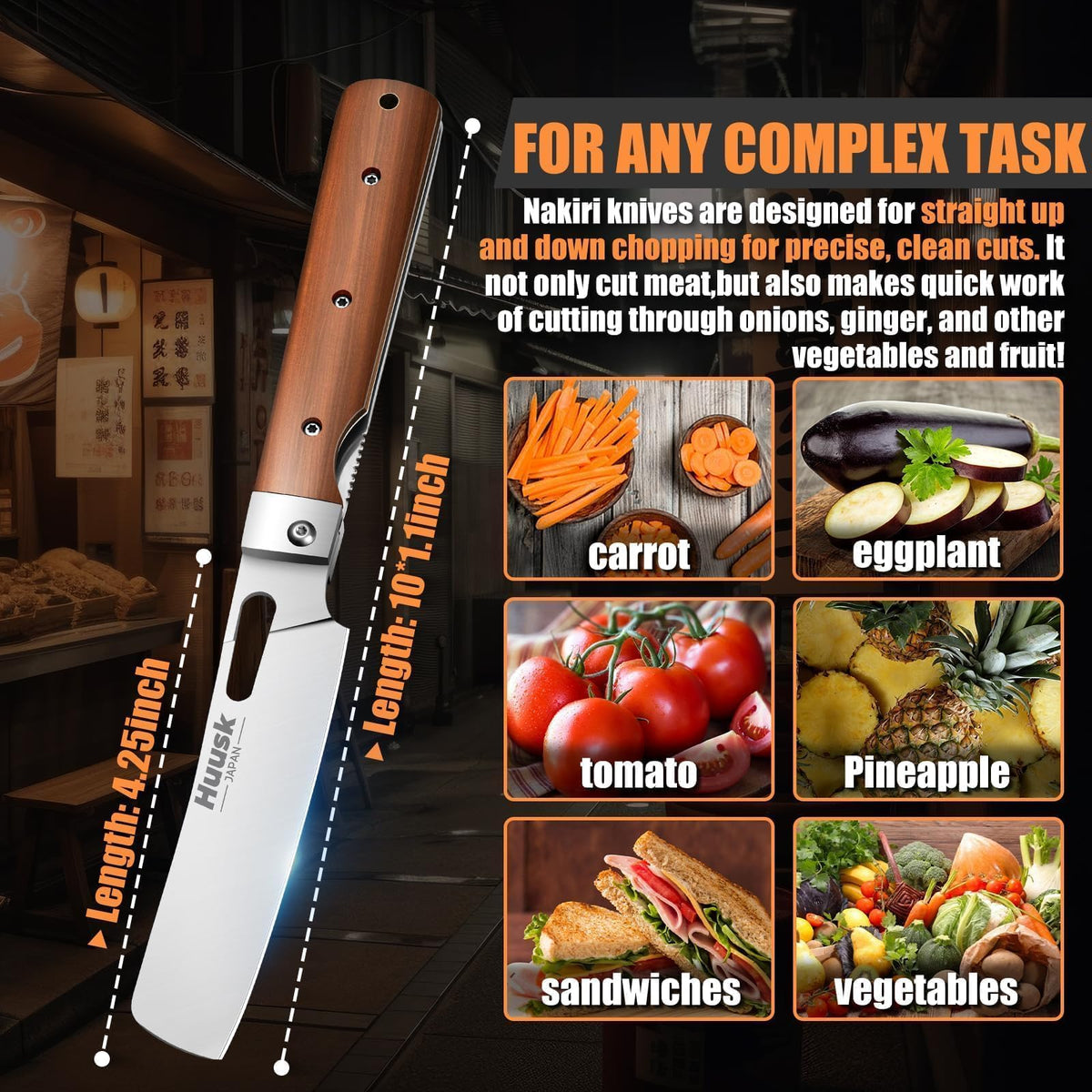 Huusk pocket chef knife in compact form for travel and outdoor cooking
