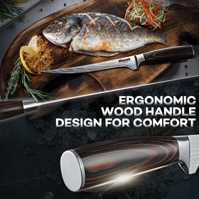 Huusk poultry boning knife with flexible blade for precise bone separation.