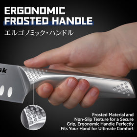 Huusk santoku knife precision edge enables clean mincing and slicing of vegetables