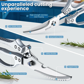 Huusk Silver Kitchen Scissors with detachable blades for quick cleaning.