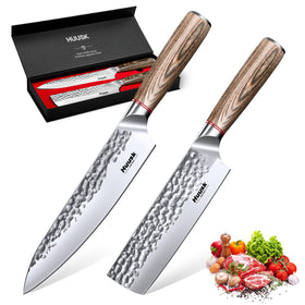 Huusk two-piece knife set with 8-inch chef knife for versatile kitchen prep.
