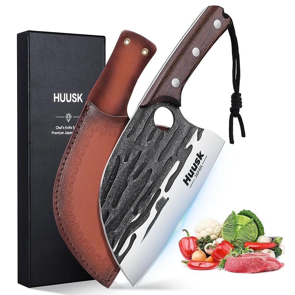 Huusk Serbian chef knife blade edge enables ultra sharp slicing.