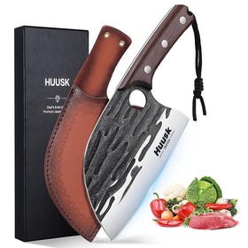 Huusk Serbian chef knife blade edge enables ultra sharp slicing.
