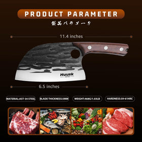 Leather sheath protects the blade during outdoor cooking and storage.