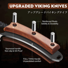 Huusk Viking knife leather sheath shown for safe outdoor transport.