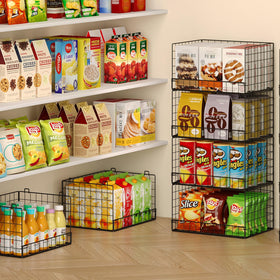 Huxitocan foldable pantry basket folds away for compact storage.
