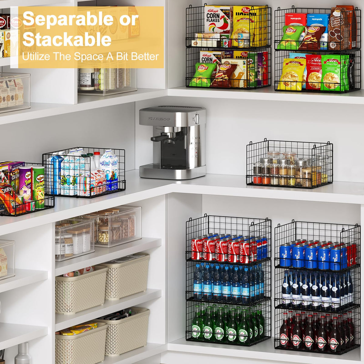 Huxitocan four-tier pantry organization shows space-saving design in use.