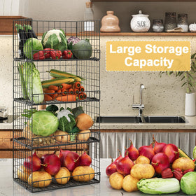 Huxitocan potato and onion storage basket neatly holds root vegetables.