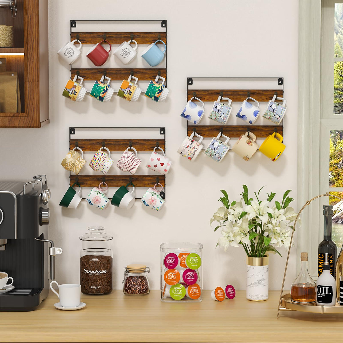 Huxitocan rustic wood with black iron finish blends warmth and durability.