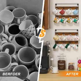 Huxitocan spacing 4-45inch between hooks minimizes mug collisions.
