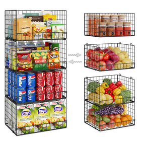 Huxitocan stackable pantry baskets set for tidy, accessible storage.