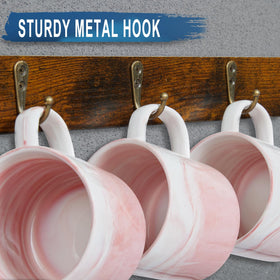 Huxitocan mug rack in wood and iron, mugs neatly organized on display.