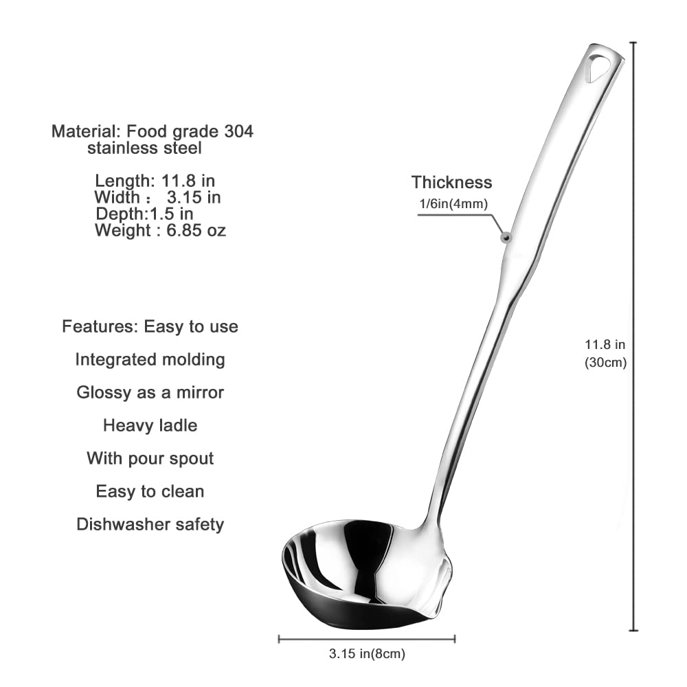 Hvanam 11.8 inch ladle adds versatility for soups, gravies, and canning prep.