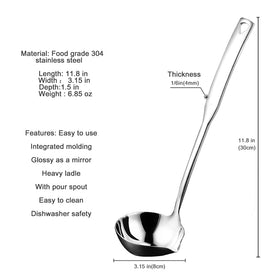 Hvanam 11.8 inch ladle adds versatility for soups, gravies, and canning prep.