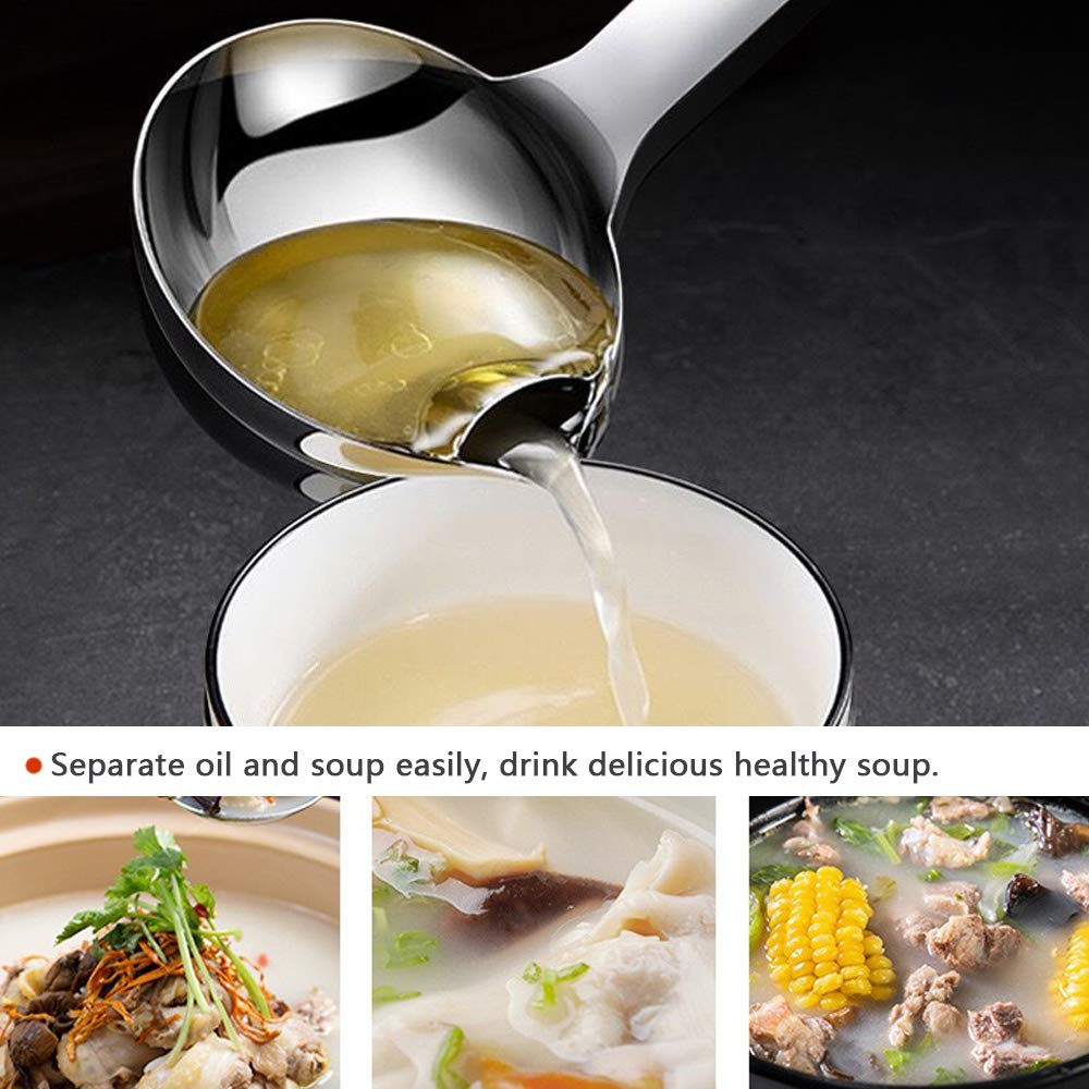 Hvanam fat-separator spoon keeps grease away while serving hot broth