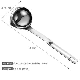 Hvanam oil-water separation spoon illustrates clean pour from lower outlet