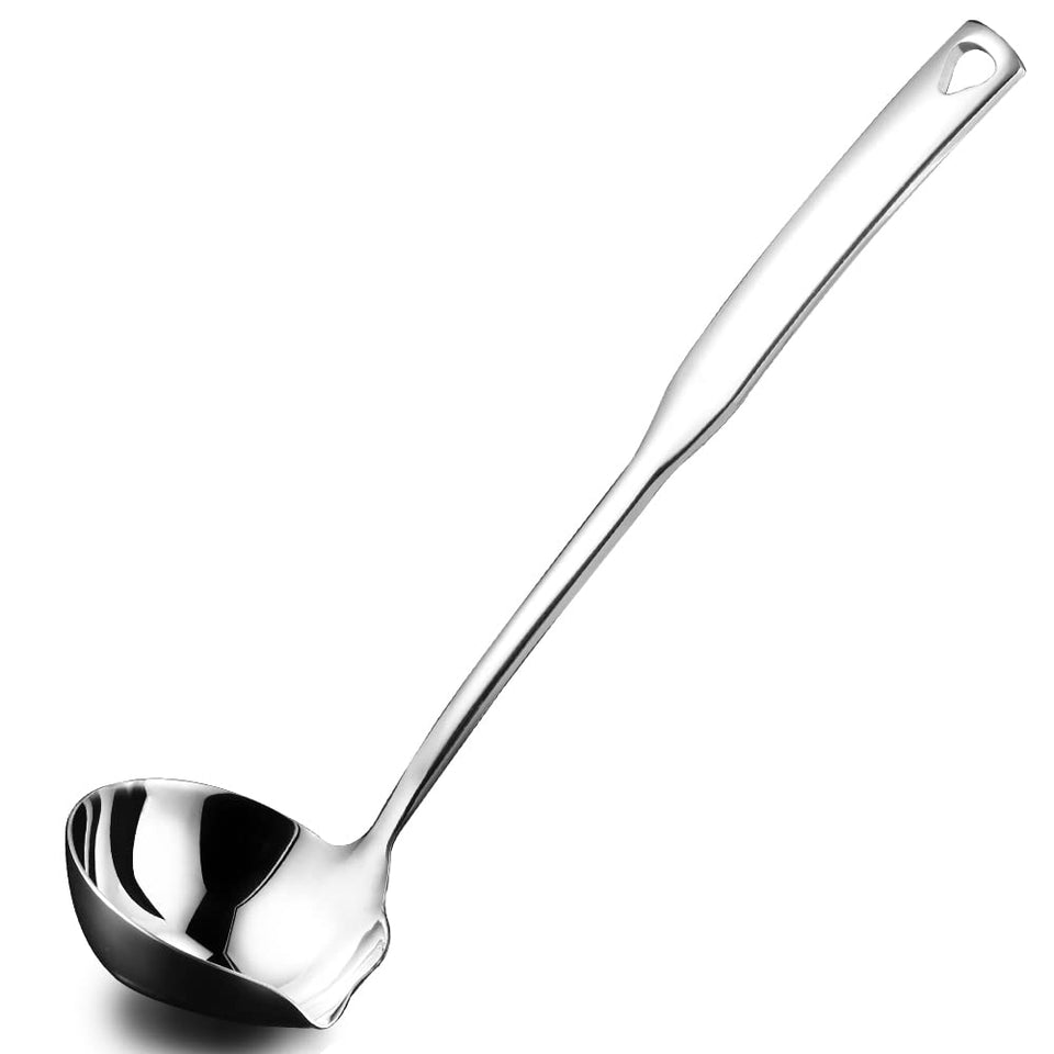 Hvanam soup ladle 304 stainless steel with pour spout for smooth serving.