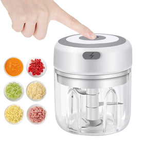 Hviww electric garlic chopper showing 250ml capacity for quick prep.