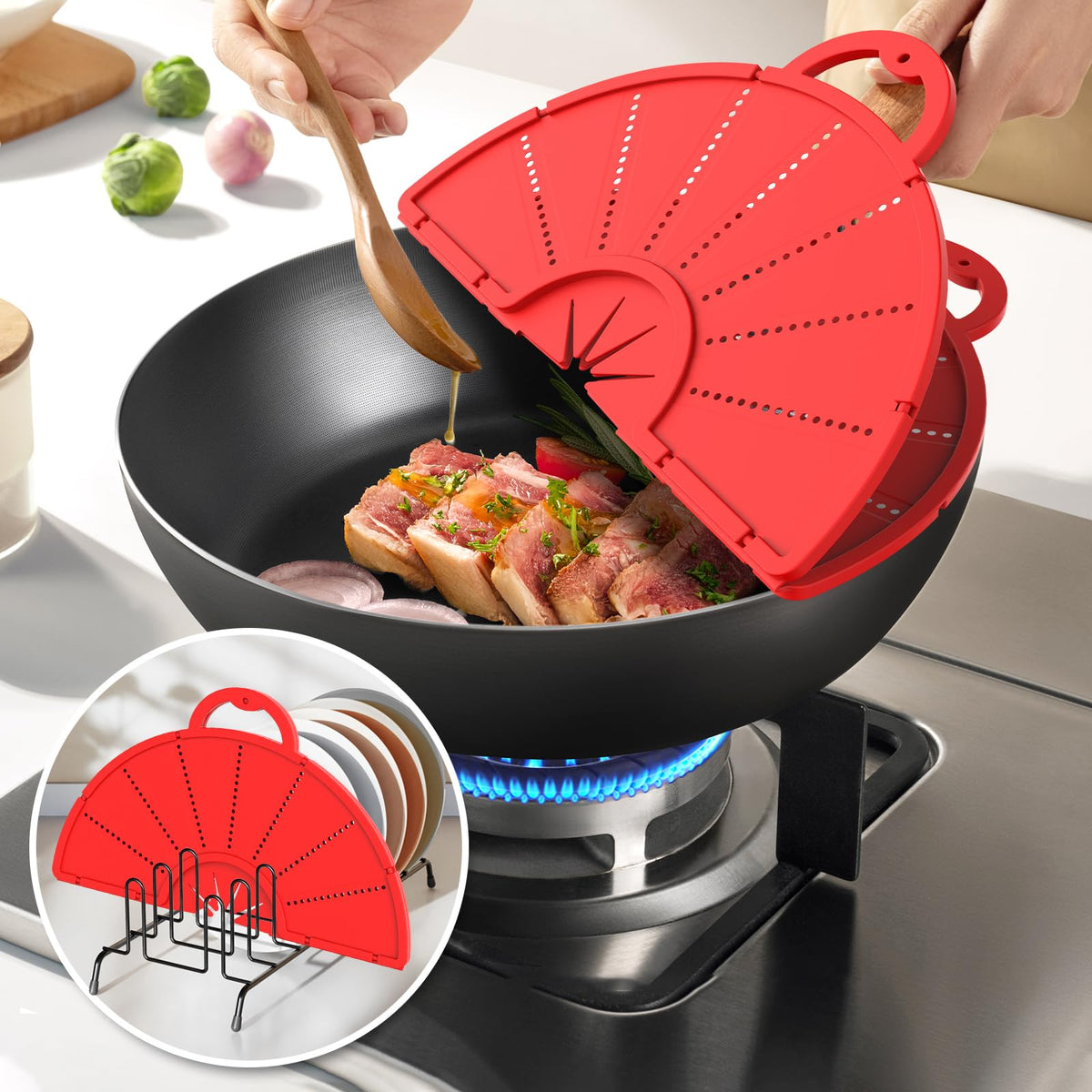 HWXQJJHONEY dishwasher-safe splatter screen for easy cleaning