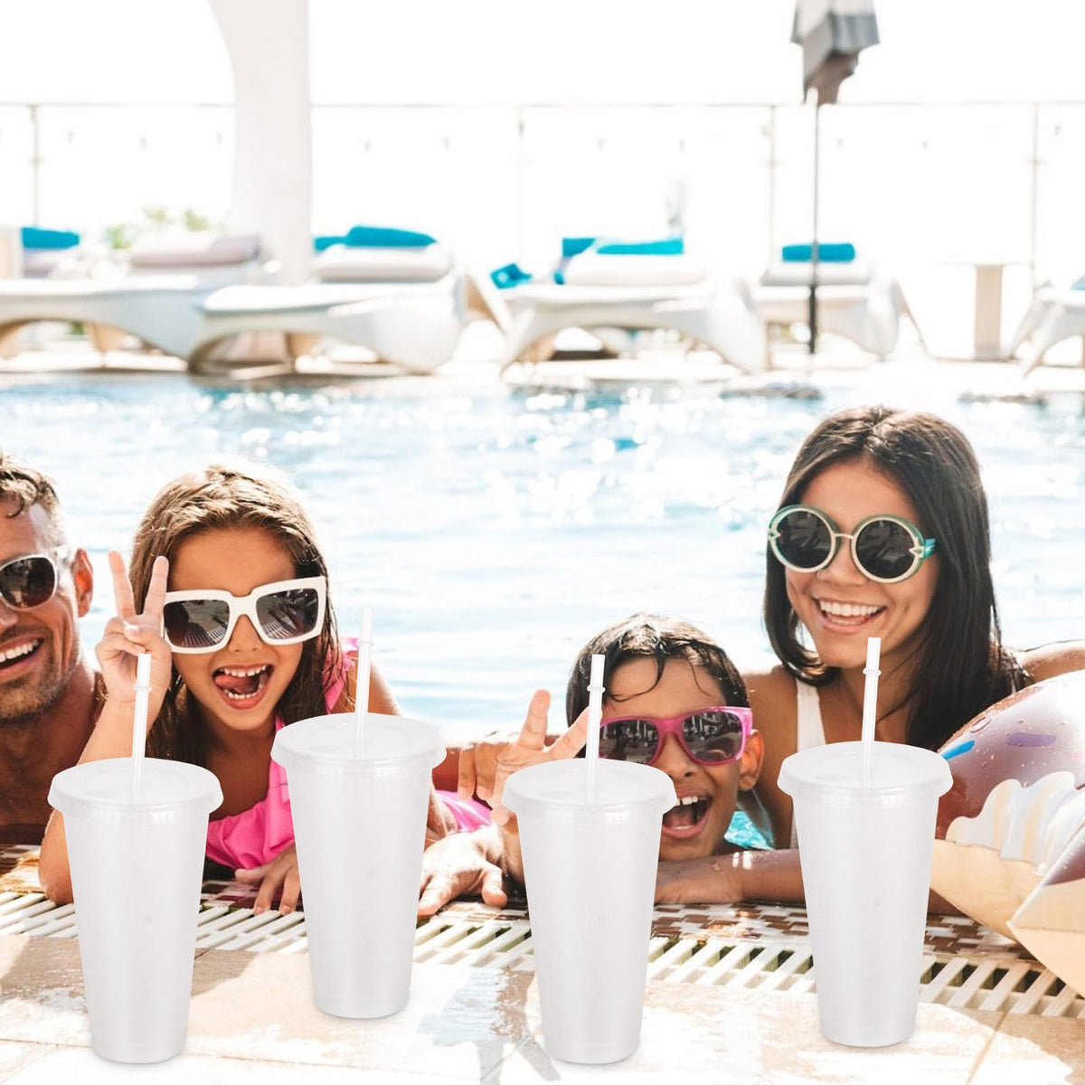 Hxezoc reusable cup on beach party setup demonstrates travel-friendly design