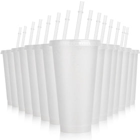 Hxezoc glitter clear tumbler close-up showing 24 oz capacity for beverages