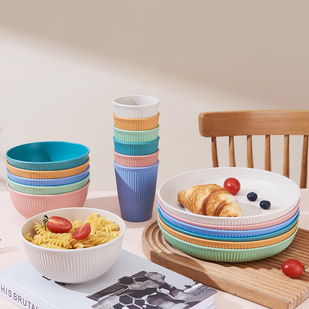 HXYPN 18-piece cups set is stackable and portable for picnics and dorms.