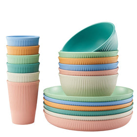 HXYPN 18-piece plates set delivers lightweight unbreakable dinnerware for daily meals.