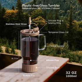 HY3 glass tumbler with ergonomic handle for a comfortable grip