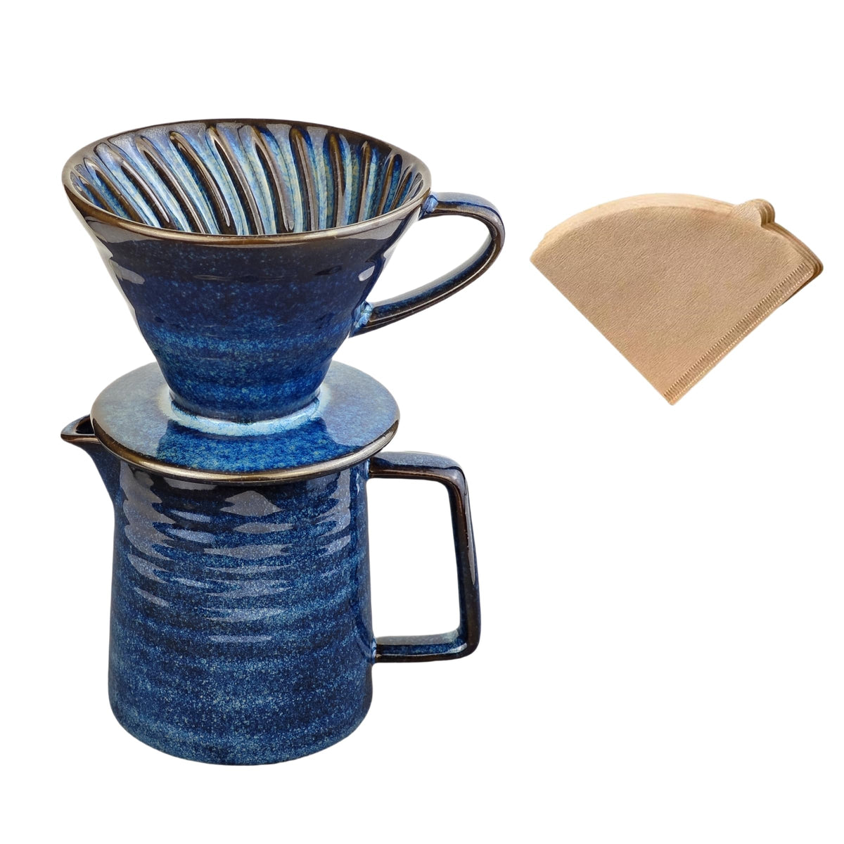 HYAXGM pour over coffee maker in starry blue glaze ideal for home brewing