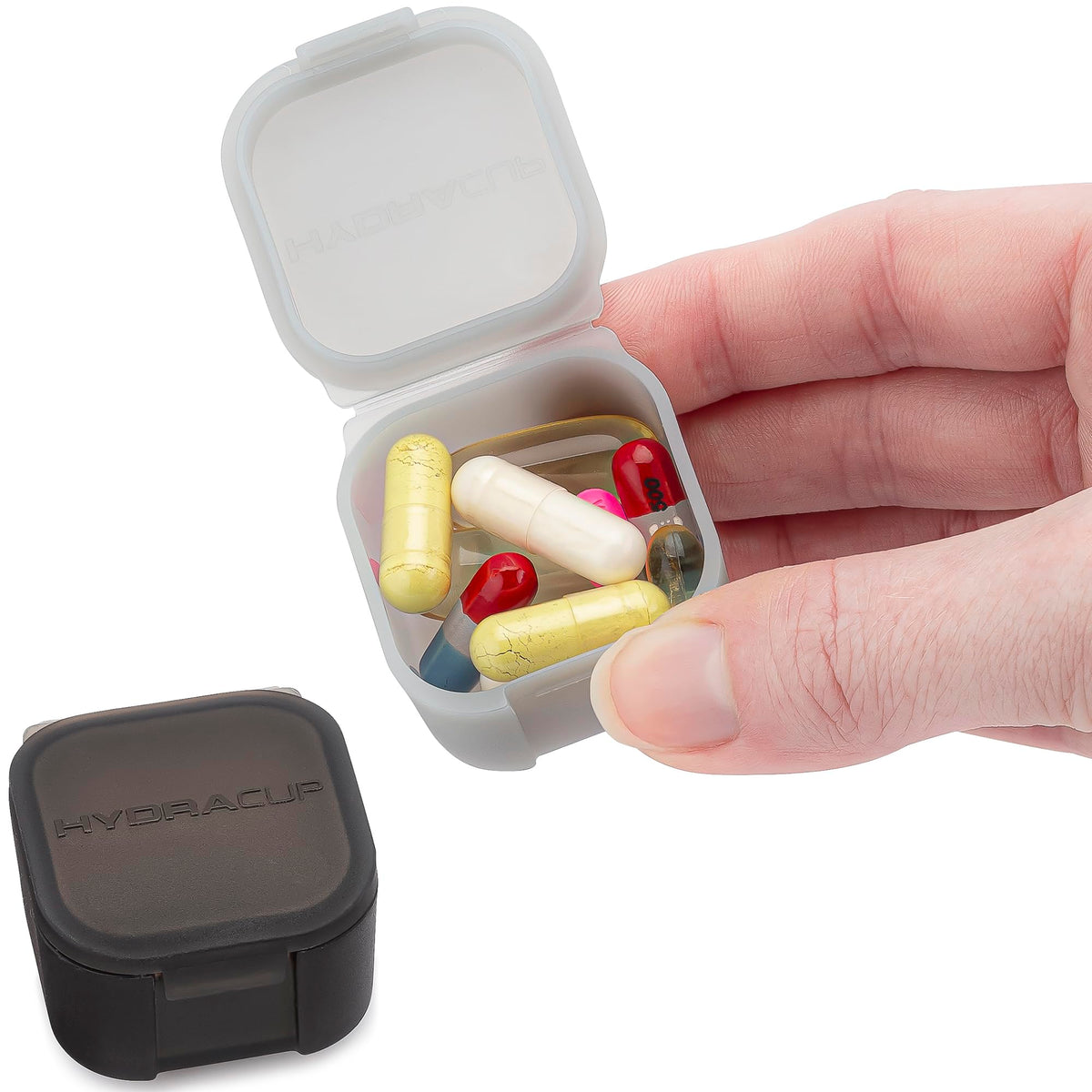 Hydra Cup daily pill containers keep supplements organized