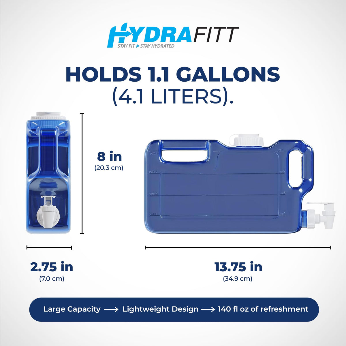 HYDRAFITT clear jug displays remaining beverage at a glance.