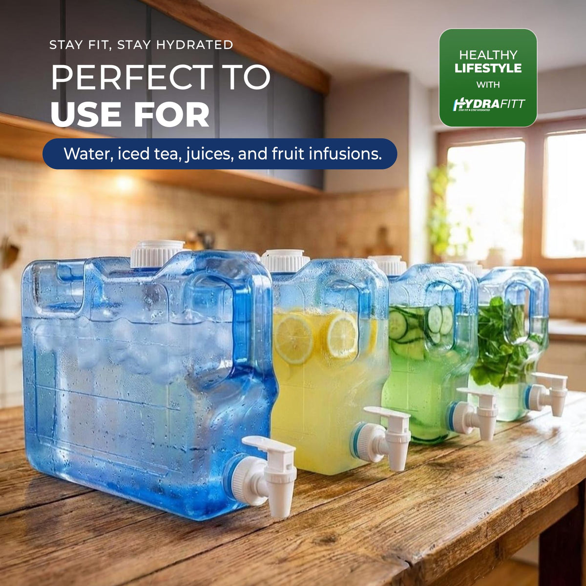 HYDRAFITT BPA-free clear body with measurement marks for easy monitoring.