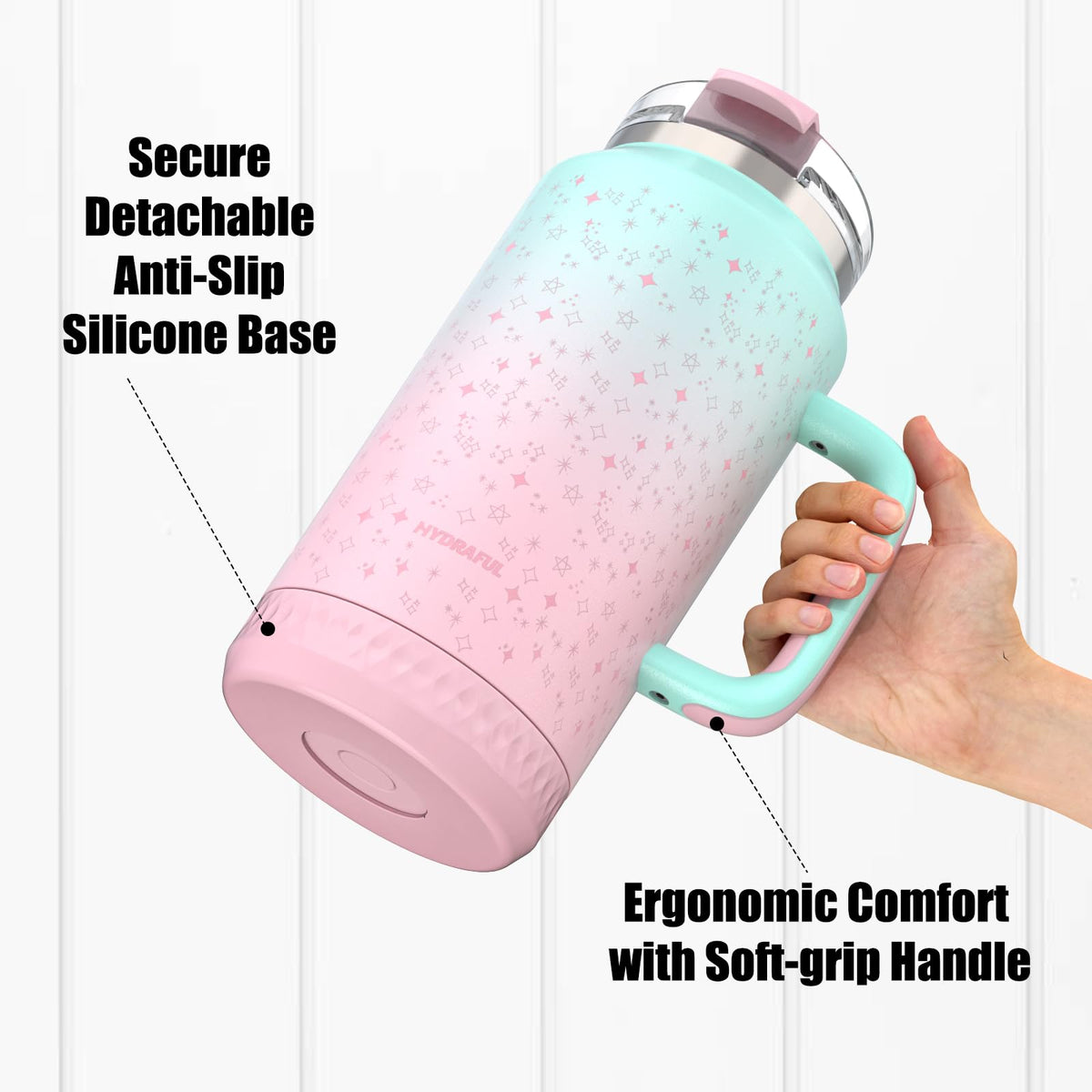 Hydraful double-wall insulation keeps exterior sweat-free and beverages cool or hot