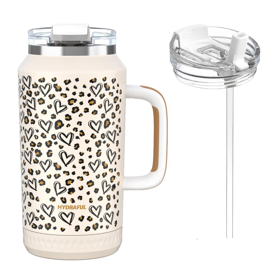 Hydraful 64oz tumbler with handle and straw for on-the-go hydration.