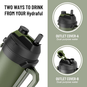 Hydraful drinking spout with built-in straw for easy on-the-go sips.