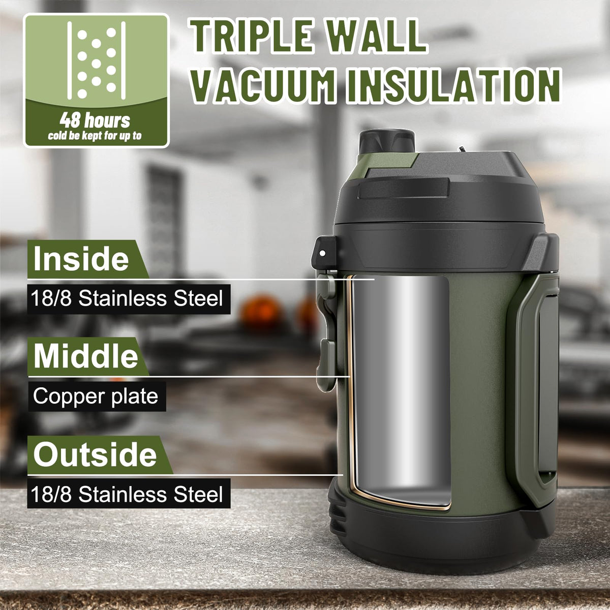 Hydraful Gallon Jug ergonomic curved handle collapsed when not in use.