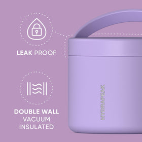 Hydrapeak lavender 18oz food jar folding handle for on-the-go transport