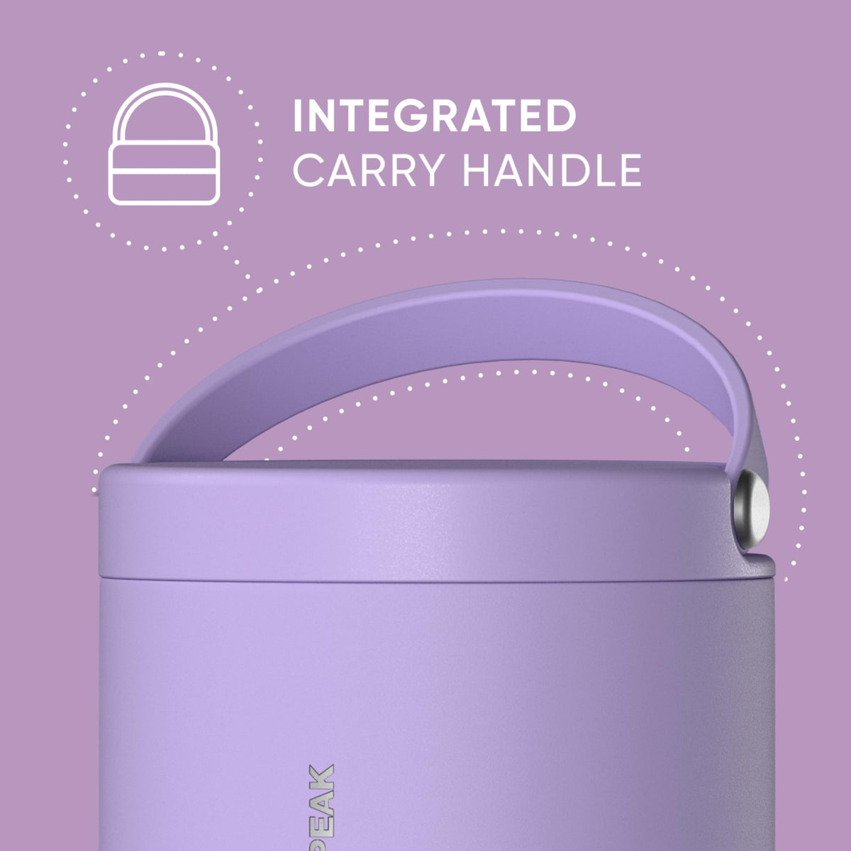 Hydrapeak 18oz lavender jar wide mouth with lid open for quick filling